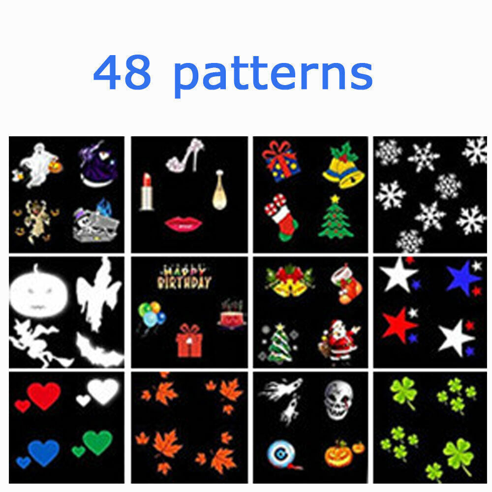 48 Pattern Christmas Projector Laser Light Snow LED Lamp Landscape Garden XMAS